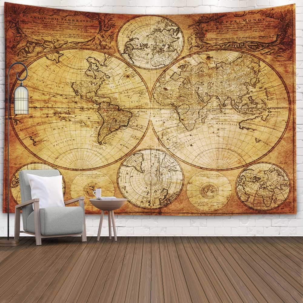 Tapestry World Map,Capsceoll Map Hanging Wall Hanging Decorations Outdoor Wall 