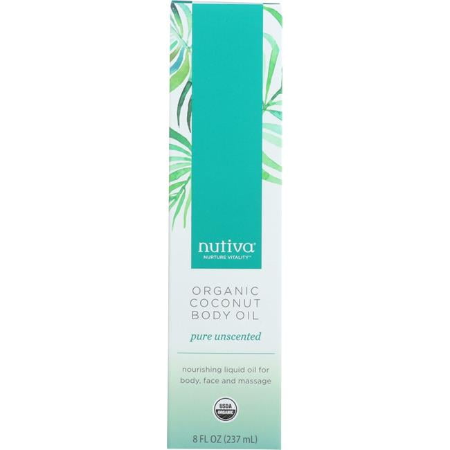 Nutiva KHFM00328569 8 oz Pure Unscented Organic Coconut Body Oil