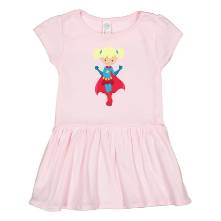 

Inktastic Superhero Girl Cute Girl Blonde Hair Red Cape Gift Toddler Girl Dress