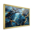 thumbnail image 2 of Designart "Marble Mosaic Agate in Gold and Blue Tones I" Fractal Framed Wall Art Decor - Modern Gold Abstract Entryway Framed Wall Art, 2 of 6
