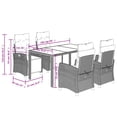 thumbnail image 4 of vidaXL 5 Piece Garden Dining Set with Cushions Grey Poly Rattan, 4 of 5
