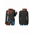 thumbnail image 2 of T-Shirt Blouse Décontracté pour Femmes à Manches Longues, Col en V, Mode, Confortable, Extensible, Couleur Unie, Gris Foncé, M, 2 of 6