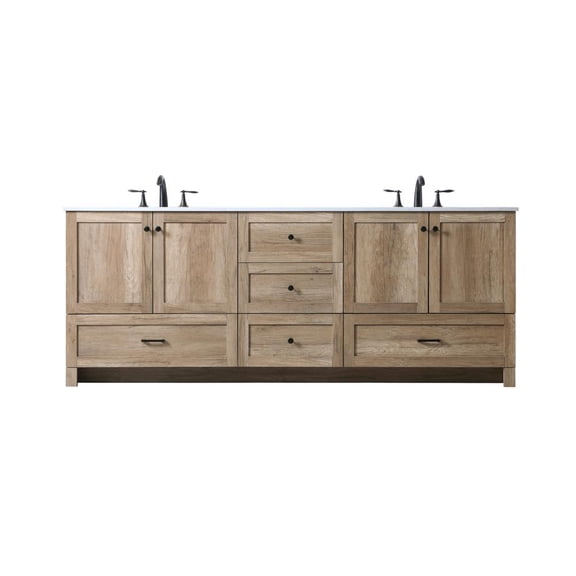 Elegant Kitchen and Bath 84 Inch Double Bathroom Vanity In Natural Oak
