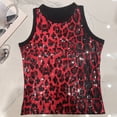 thumbnail image 3 of WAYUTE Tank Tops for Women Stylish Glitter Ribbed Neckline Leopard Print Fo Casual Streetwear Sleeveless Camisole Tunic Top, 3 of 5