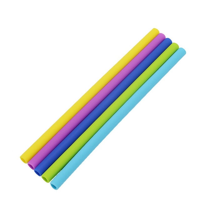 Yuarrent 2021 nuevas pajitas de silicona reutilizables de grado alimenticio pajitas rectas dobladas flexibles de silicona con cepillo limpiador Mostrada 25.3 x 1.2 x 1 cm Yuarrent JJ23580-02