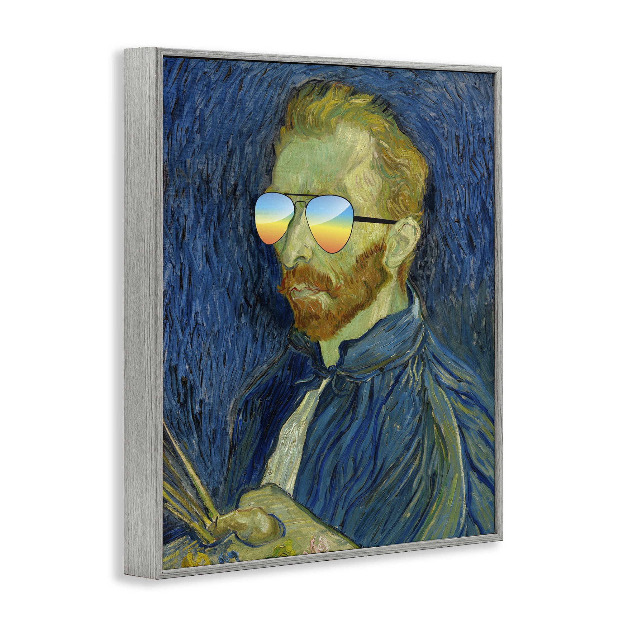 Funny Van Gogh Sunglasses Gray Framed Giclee Art, design by Masters Redux
