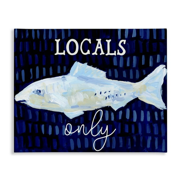 Stupell Industries Locals Only with Fish Animals & Insects Painting Gallery Wrapped Canvas Art Print Wall Art, 20 x 16