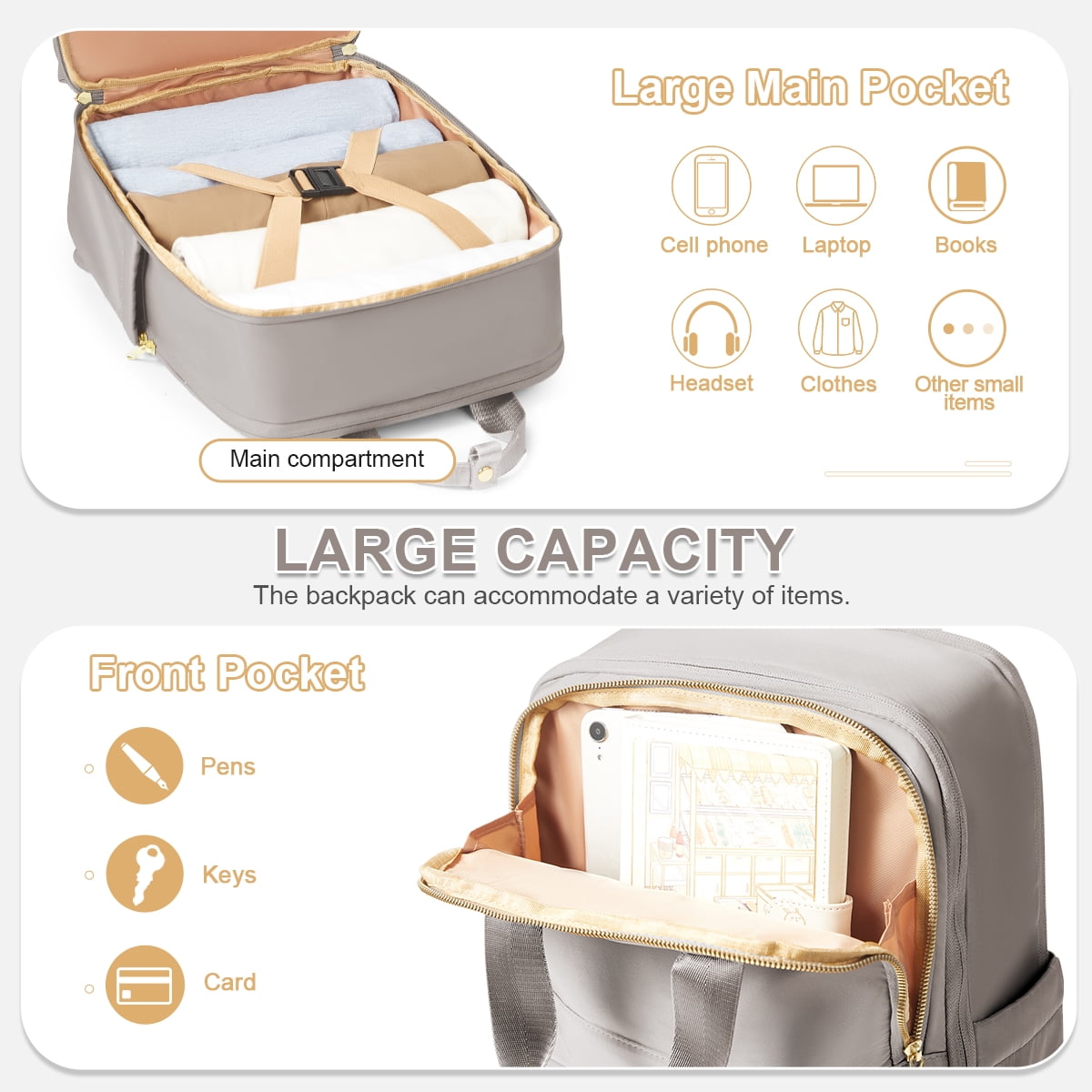 Travel Backpack For Women Men Airline Approved Carry On Bags For Airplanes Khaki Laptop Backpack Personal Item Backpack For Traveling On Airplane College Backpack With Laptop Compartment