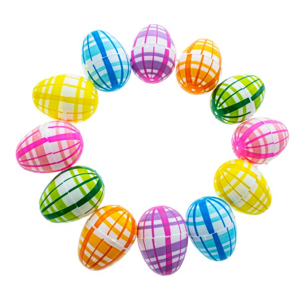 Set of 12 Multicolored Plaid Plastic Easter Eggs