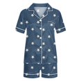 thumbnail image 4 of Sakmal Womens Pajamas Two Piece Matching Stars Soft Short Sleeve Shirt and Shorts Pjs ,Blue,L, 4 of 5