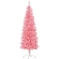 thumbnail image 1 of HOMCOM 6ft Tall Pencil Artificial Christmas Tree with Steel Base, Pink, 1 of 10