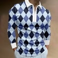 thumbnail image 2 of Men Polo Shirt Male Casual Autumn Lozenge Print T Shirt Turn Down Collar Long Sleeve Tops T Shirt, 2 of 4