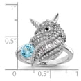 thumbnail image 3 of Auriga Fine Jewelry 925 Sterling Silver Rhodium Plated Polished Cubic Zirconia Unicorn Ring Size 6 for Women, 3 of 5