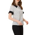 thumbnail image 5 of INSPIRE CHIC Women's Contrast Doll Collar Short Sleeves Polka Dots Tops Blouses M White, 5 of 6