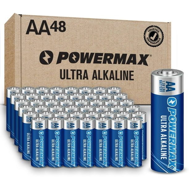 Baterías AA Powermax de 48 unidades Batería alcalina de duración ultralarga Vida útil de 10 años Embalaje con cierre