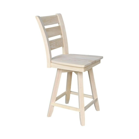 International Concepts Tuscany Counter Height Ladder Back Stool with Swivel, Unfinished