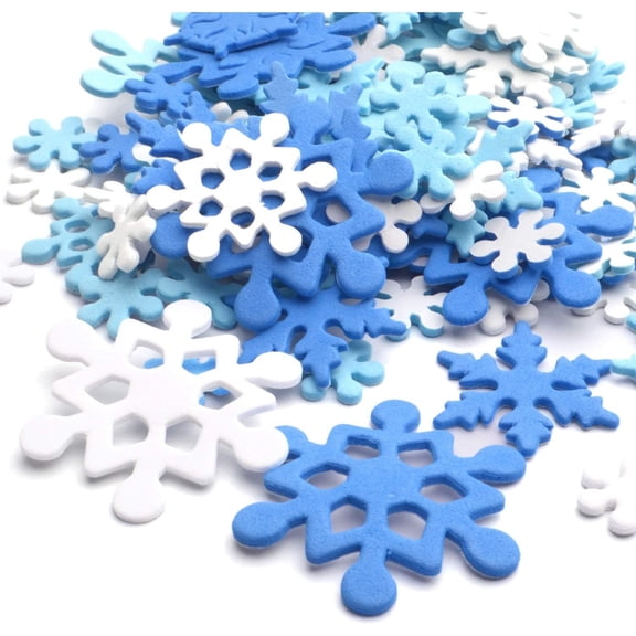 120pcs Foam Snowflake Stickers Self-Adhesive Snowflake Stickers Foam Craft Stickers Decals for Card Making Christmas Party Decoration and Display