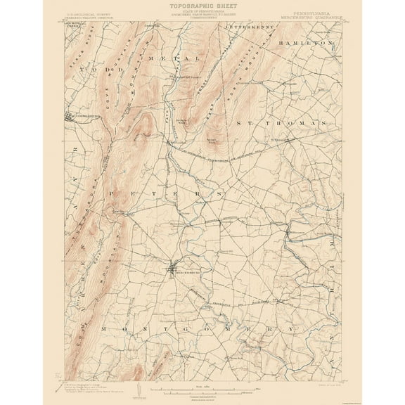 Topographical Map - Mercersburg Pennsylvania Quad - USGS 1902