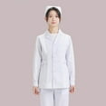 thumbnail image 2 of Womens Long Sleeve Short Lab Coat Scrub Set Medical Uniform Multi Pocket Lightweight Summer Easy Care 2 Piece White L, 2 of 3