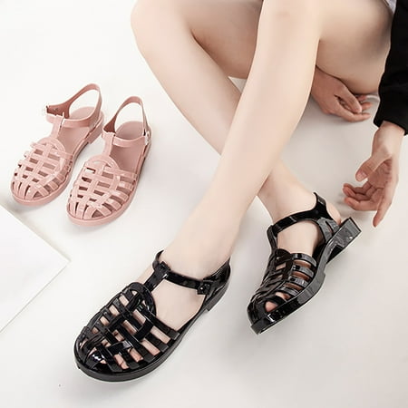 

Cathalem Shoes for Women Sandals Comfortable Wide 2022 Summer New Solid Color Hole Fashion Simple Women Leather Sandals Size 6 BK1 7