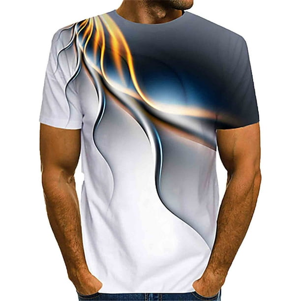 Shirts for Men Big And Tall Men Short Sleeve Printed Crew Neck Pullover ...