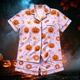 thumbnail image 2 of HAYIMI Kids Halloween Short Sleeve Button Lapel Blouse Tops And Shorts Girls Spring Autumn Pajama Set Casual Homewear, 5-6 Years, 2 of 4