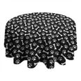 thumbnail image 4 of Black Dog Paw Footprint Bone Round Tablecloth 60"x60",Wrinkle Wipeable Table Cloth for Kitchen Dining Room Picnic Patio Party, 4 of 6