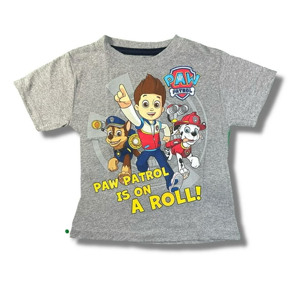 PAW PATROL BOYS SHIRT - IS ON A ROLL SZ 2T - GREY PRINT - TOP TEE GRAPHIC KIDS
