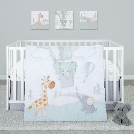 UPC: 0846216022210 | Up up & Away 4 Piece Crib Bedding Set by Sammy & Lou®. Green  Orange and Gray.