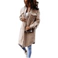 thumbnail image 4 of Women Plaid Jacket Turn Down Collar Button Long Shackets Cardigan Coat with Pockets, 4 of 4