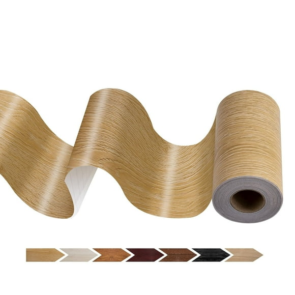 shiyou-Wood Grain Repair Tape(10cm×1000cm), Self-Adhesive Waterproof Realistic Textured Repair Duct Tape for Tables, Baseboards, Doors, Windows, and Floors with Plastic Scraper(Coffee Oak)