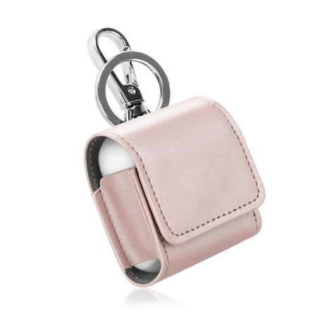 - Fintie AirPods PU Leather Case - Earbuds Cover Skin with Metal Clasp and Keychain, Rose Gold