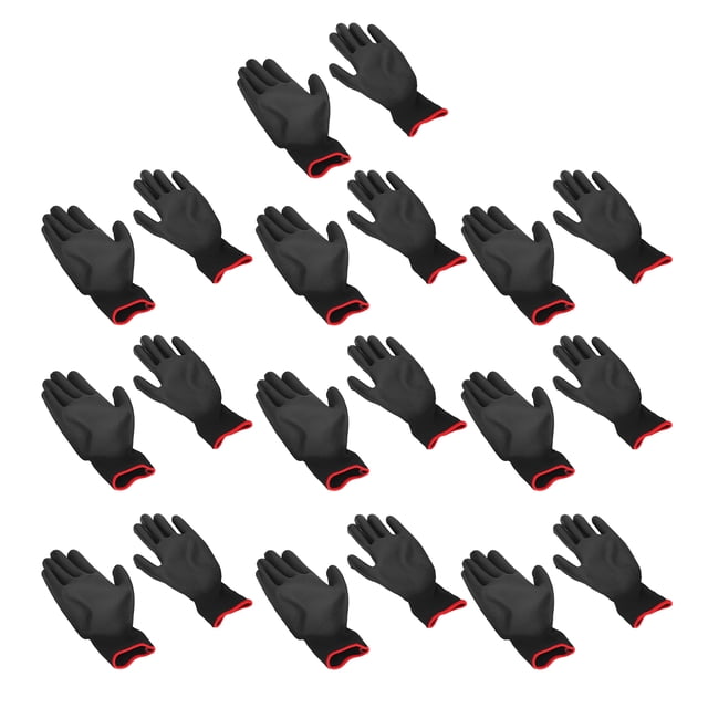 Paquete de guantes de trabajo de seguridad, 10 pares Guantes de trabajo de seguridad con revestimiento de PU Guantes de trabajo de seguridad con revestimiento de PU Probados y confiables