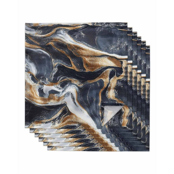 Hokiten Kitchen Dinner Napkins Set of 6 Navy Blue Brown Marble Cloth Napkins Reusable Washable Table Napkins for Weddings Cocktail Parties Holiday Table Decor 20x20 Inch
