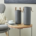 thumbnail image 2 of DecMode 15", 12"H Black Ceramic Vase with Leather Handles, Set of 2, 2 of 8