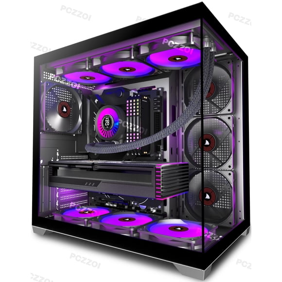Gabinete para PC KEDIERS K4 ATX con 4 ventiladores y Type-C, doble vidrio