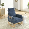 thumbnail image 1 of Rocking Chair, 27.6" Modern Waterproof Tufted Upholstered Accent Rocking Chair with 2 Side Pockets Nursery Glider Armchair with Solid Wood Base Comfy Single Sofa Chair for Living Room, Blue, 1 of 7