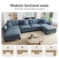thumbnail image 5 of Sophia&William Modular Sectional Sofa Couch Set, U-shaped Linen Cloud Couch 6-Seat Retro Nailhead Trim Cloud Sofa Set with 4 Pillows for Living Room, Cyan, 5 of 9