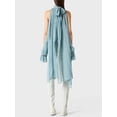 thumbnail image 4 of Women'S Chiffon Blouse Asymmetrical Tops Split Sleeve Sheer Flowy Mock Neck Halter Top Blue S, 4 of 7