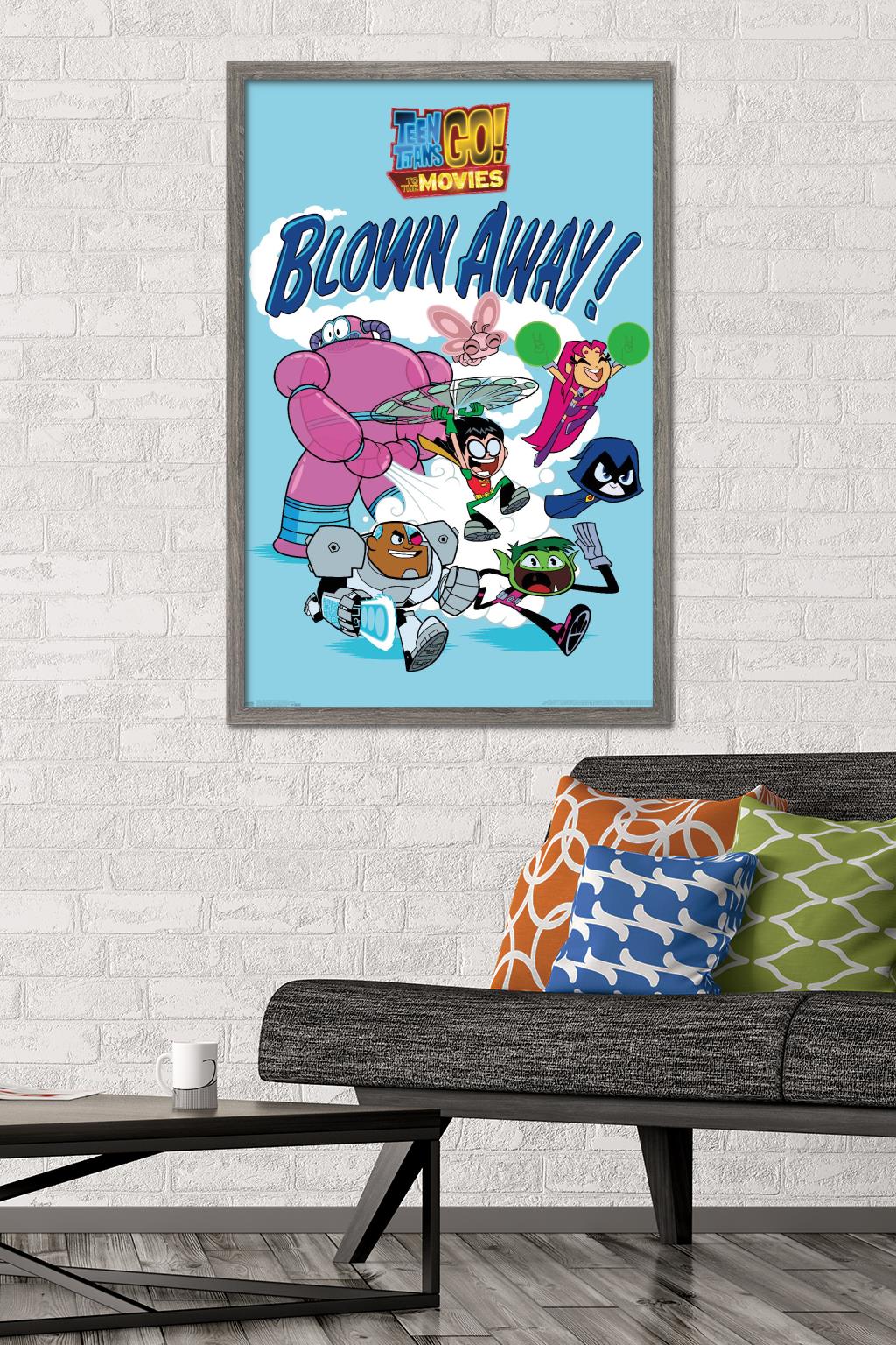 DC Comics Movie - Teen Titans Go! To The Movies - Blown Away Wall Poster, 22.375" x 34", Framed