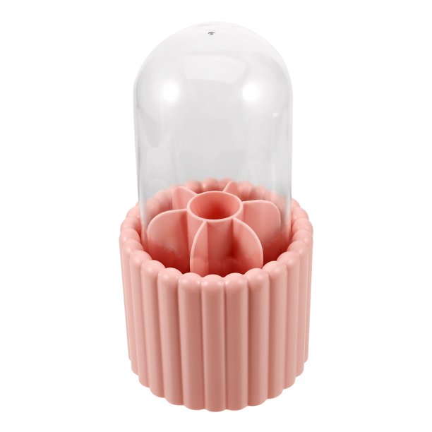 BRIGHTFUFU Organizador De Cosméticos Y Brochas Rosa Giratorio Con Capacidad Para Maquillaje Y Útiles De Escritorio