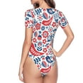thumbnail image 4 of Haiem Birds Flowers Women's Crew Neck Short Sleeve Bodysuit Tops Stretchy Slim Basic-X-Large, 4 of 9