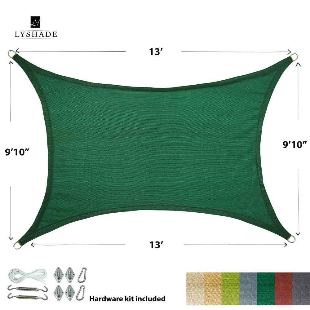 LyShade 13' x 9'10" Rectangle Sun Shade Sail Canopy with Stainless