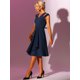 thumbnail image 3 of Vestido Midi Ajustado y Acampanado con Cinturón Cruzado Sin Mangas con Cuello en V para Mujer Azul marino M, 3 of 5