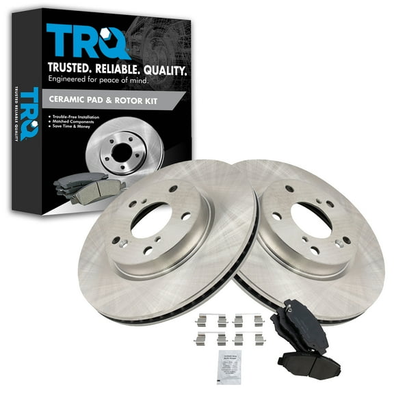 TRQ Front Brake Pad & Rotor Kit Brake Pads Brake Rotor Ceramic Fits Select 2016-2018 Honda Civic