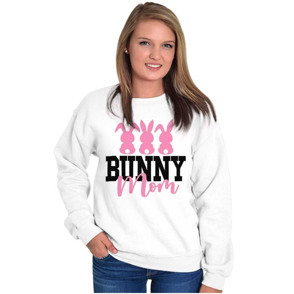 Cute Easter Bunny Mom Rabbit Tails Women Crewneck Sweatshirt Brisco Brands S