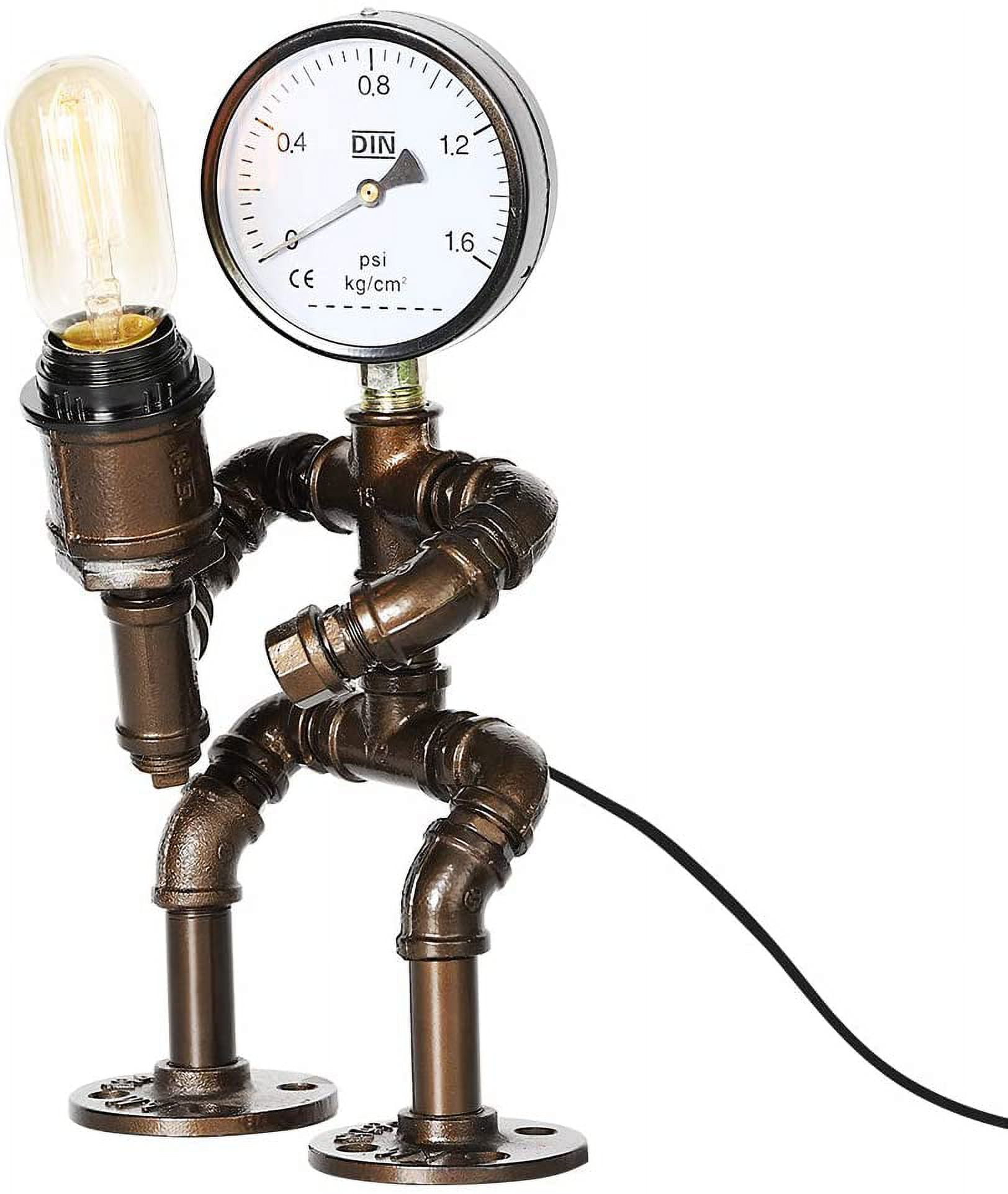 Industrial Bronze Table Lamp, Retro Steam Punk Robot Lamp