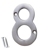 RCH Hardware NO-BR2270-75 Brass House Number, 3 Inch, Satin Chrome