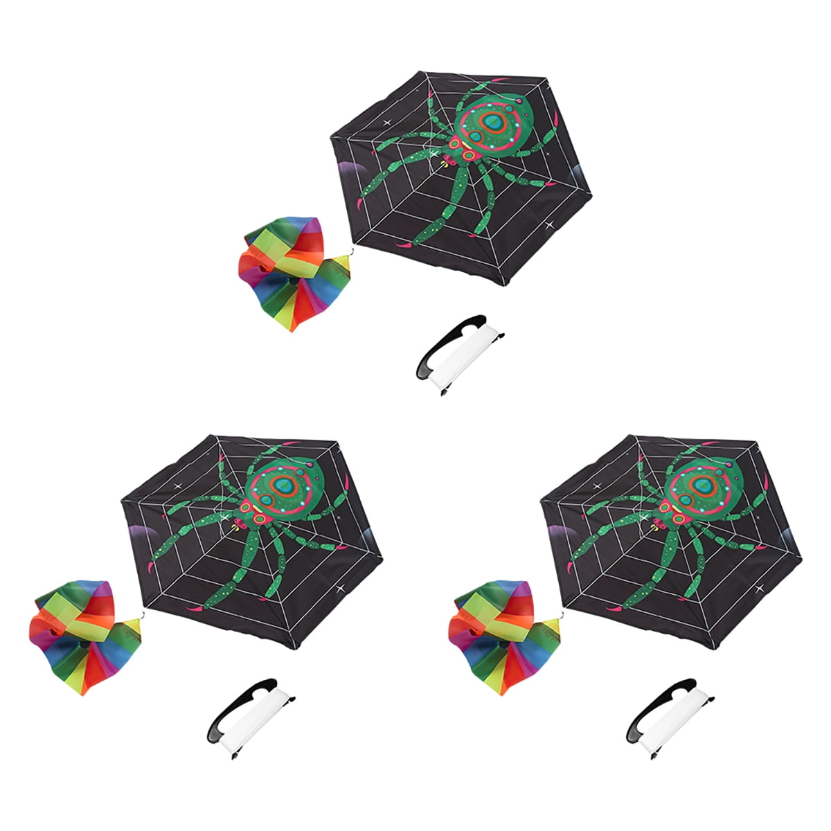 Kepooman Set of 3 Cartoon Green Spider-Print Kite with Long Colorful Tail, Single Line Kite Flying for Adulte Kids Kepooman Set of 3 Cartoon Green Spider-Print Kite with Long Colorful Tail, Single Line Kite Flying for Adulte Kids