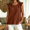 thumbnail image 5 of Women's Tops Tees Blouses O Neck Solid Vacation Daily Sleeveless Vest Tank Tops for Women, 5 of 6